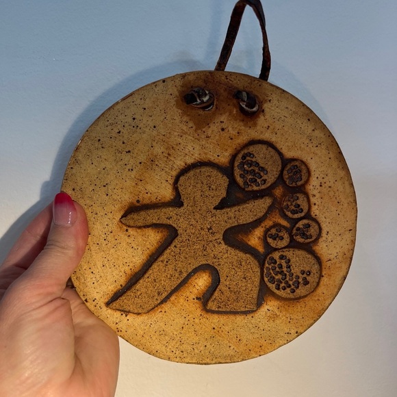 Vintage brutalist retro mid century modern art pottery wall hanging Handmade - Picture 3 of 8